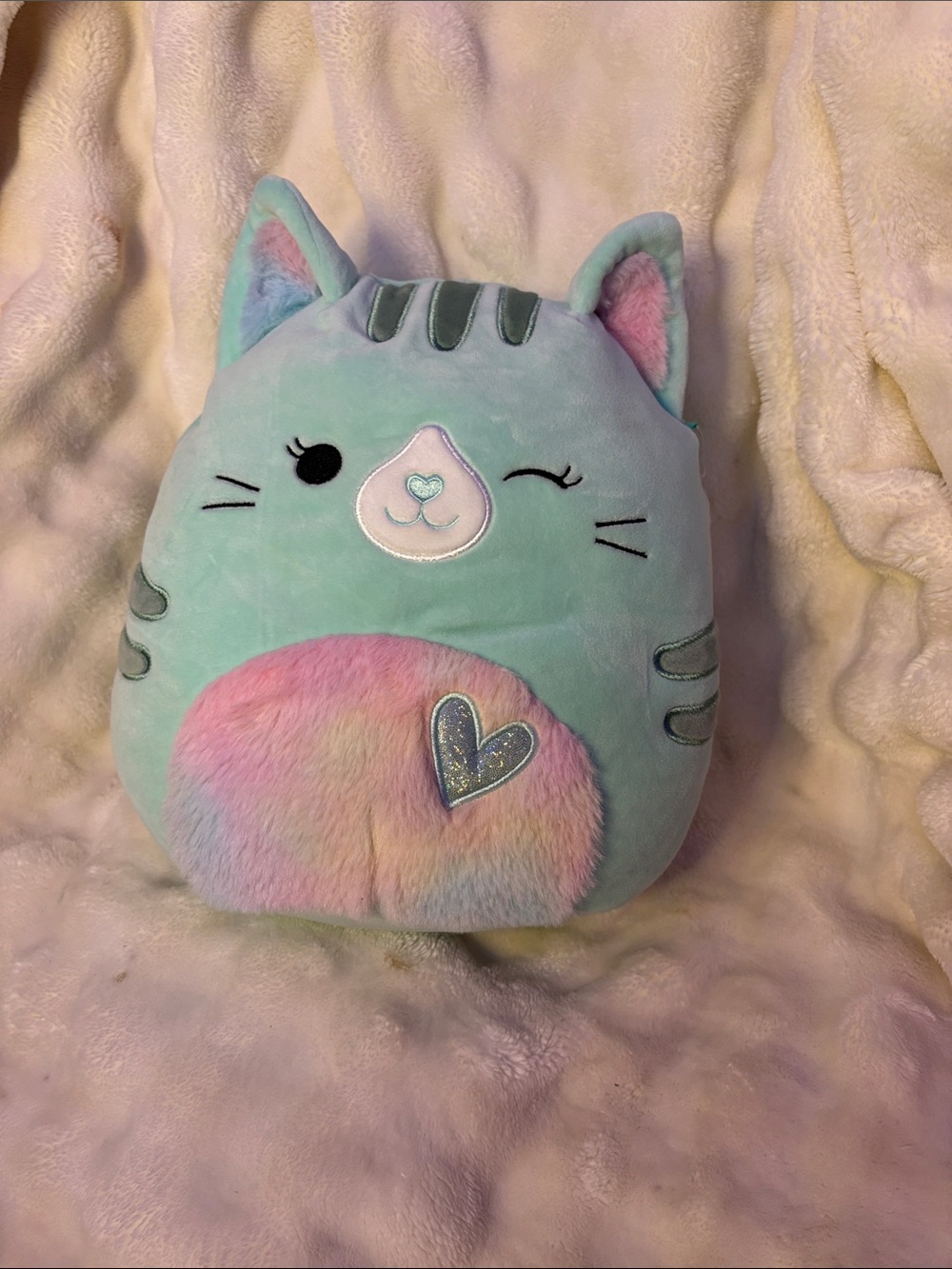 Squishmallows Mint & Pink Winking Cat Plush